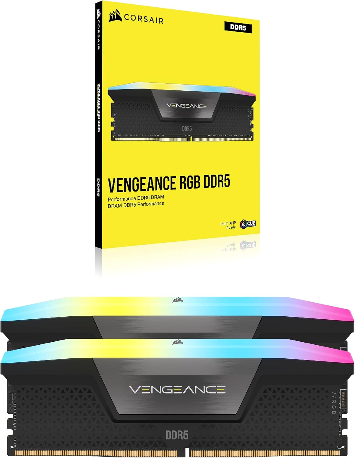 CORSAIR VENGEANCE RGB DDR5 RAM 32GB (2x16GB) 5200MHz CL40 Intel XMP iCUE Compatible Computer Memory - Black (CMH32GX5M2B5200C40) 32GB (2x16GB) Black