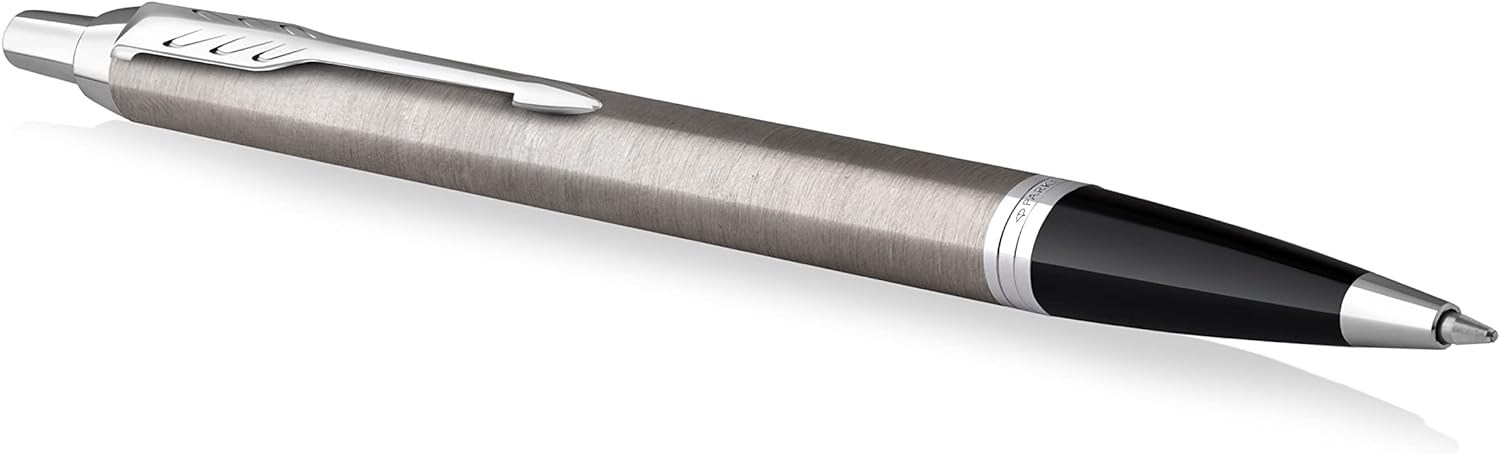 Parker IM Ballpoint Pen | Stainless Steel with Chrome Trim | Medium Point with Blue Ink Refill | Gift Box