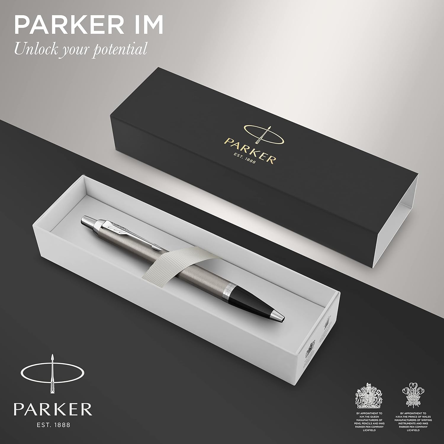 Parker IM Ballpoint Pen | Stainless Steel with Chrome Trim | Medium Point with Blue Ink Refill | Gift Box