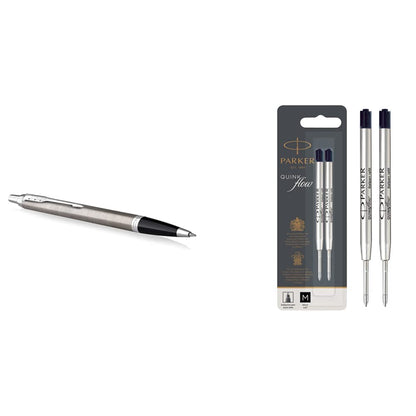 Parker IM Ballpoint Pen | Stainless Steel with Chrome Trim | Medium Point with Blue Ink Refill | Gift Box
