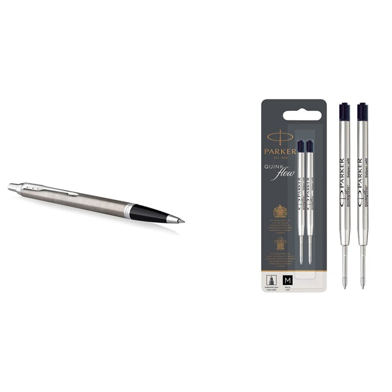 Parker IM Ballpoint Pen | Stainless Steel with Chrome Trim | Medium Point with Blue Ink Refill | Gift Box