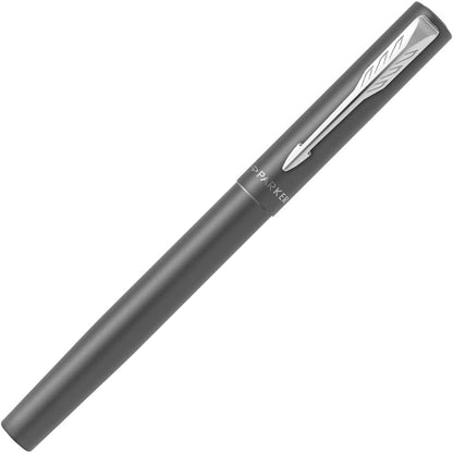 PARKER Vector XL Fountain Pen | Metallic Black Lacquer on Brass | Medium Nib with Blue Ink Refill |