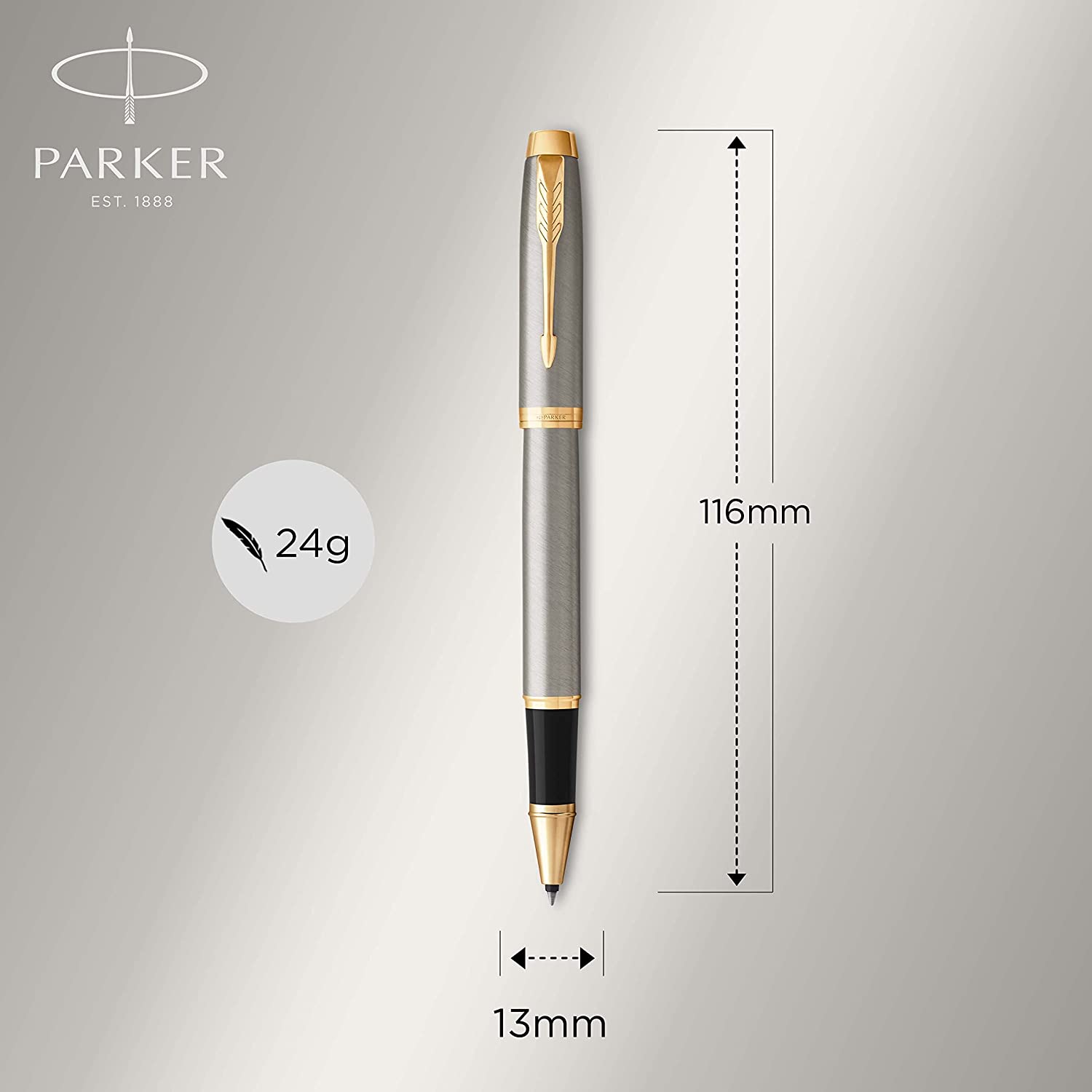 Parker IM Rollerball Pen | Brushed Metal | Fine Point Black Ink | Gift Box