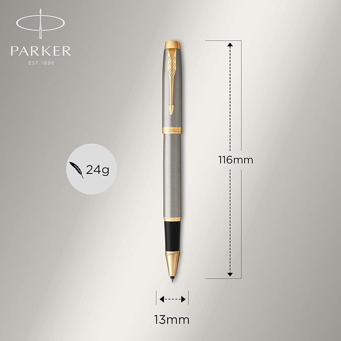 Parker IM Rollerball Pen | Brushed Metal | Fine Point Black Ink | Gift Box