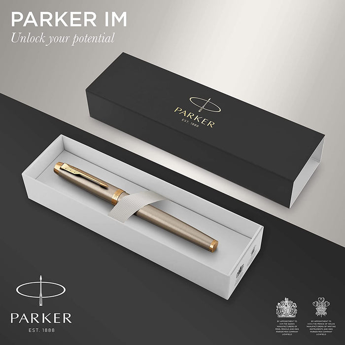 Parker IM Rollerball Pen | Brushed Metal | Fine Point Black Ink | Gift Box