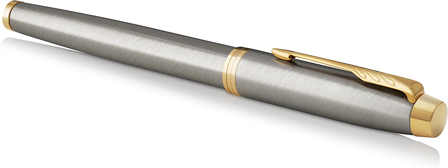 Parker IM Rollerball Pen | Brushed Metal | Fine Point Black Ink | Gift Box