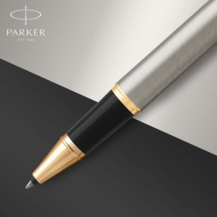 Parker IM Rollerball Pen | Brushed Metal | Fine Point Black Ink | Gift Box