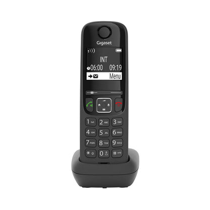 Gigaset AS690 - Teléfono portátil inalámbrico con Manos Libres, Teclado Iluminado y Amplia Pantalla, Lista Negra, Lista de Llamadas Hechas, Recibos y perdidas, Negro