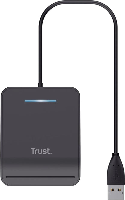 Trust Primo Smart ID Card Reader, DNI, FIPS 201, FIPS TAA and ISO 7816 Class A, B, C Compliant, 100cm Cable, Spanish/Portuguese/Italian, Secure Login, USB Card Reader Compatible with Windows/Mac