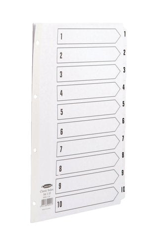 Concord Réf 00901/CS73 Classic Intercalaires perforés 4 trous Touches 1-10 renforcées Mylar Blanc A4 (Import Royaume Uni