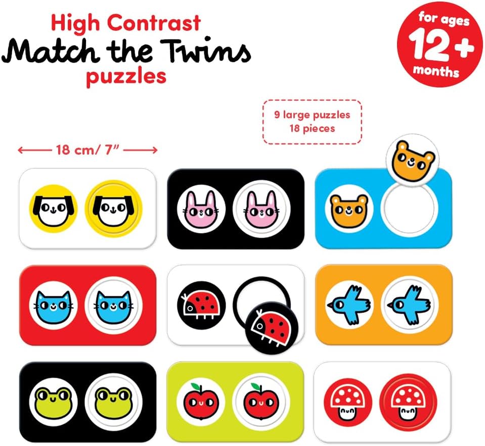 Banana Panda - Banana Panda - Hoog Contrast Puzzel Zoek de Tweeling - 8dlg.
