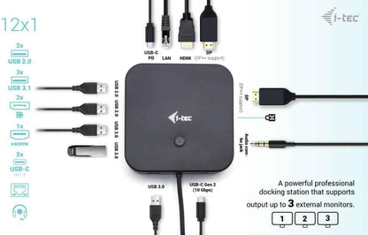 I-TEC USB-C HDMI+2X DP CHARGER I-TEC DOCK PD 100WCHARGER 112W