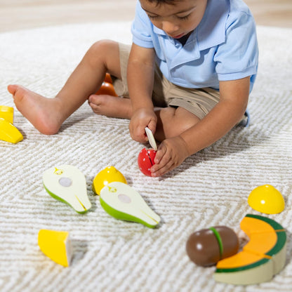 Melissa & Doug - Set met snijdbaar fruit | Houten speeleten | Fantasiespel | Montessori Speelgoed | Speelgoed Eten | rollenspel | leerrijk speelgoed |3+ | Cadeau voor meisjes en jongens