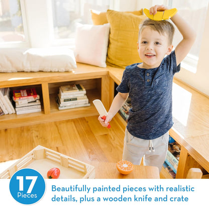 Melissa & Doug - Set met snijdbaar fruit | Houten speeleten | Fantasiespel | Montessori Speelgoed | Speelgoed Eten | rollenspel | leerrijk speelgoed |3+ | Cadeau voor meisjes en jongens