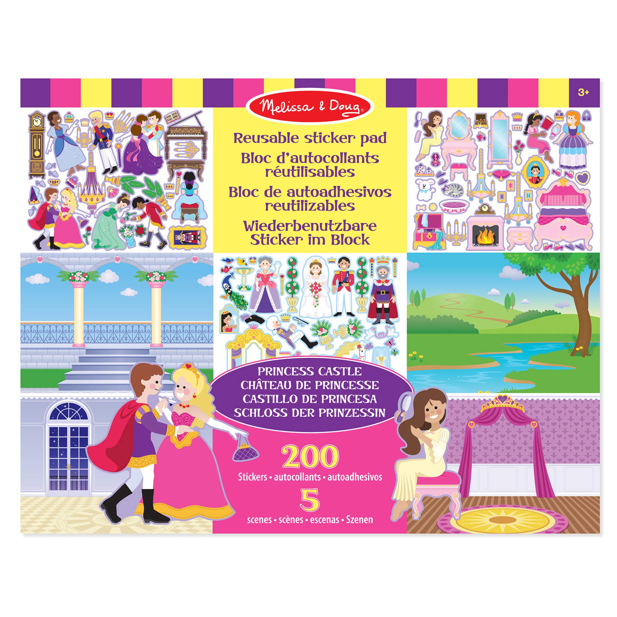 Melissa & Doug Reusable Sticker Books for 3+ Year Olds, Princess Sticker Book, Plane Activities Toddlers, Reusable Stickers for Kids Travel Activity Packs, Childrens Books Age 3-4 Years