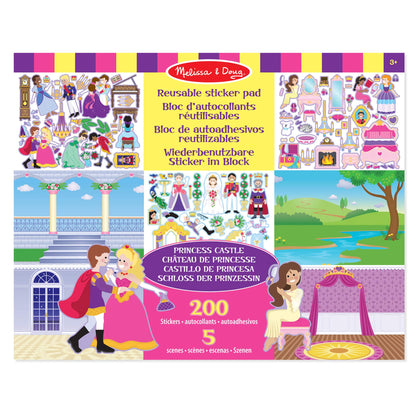 Melissa & Doug Reusable Sticker Books for 3+ Year Olds, Princess Sticker Book, Plane Activities Toddlers, Reusable Stickers for Kids Travel Activity Packs, Childrens Books Age 3-4 Years