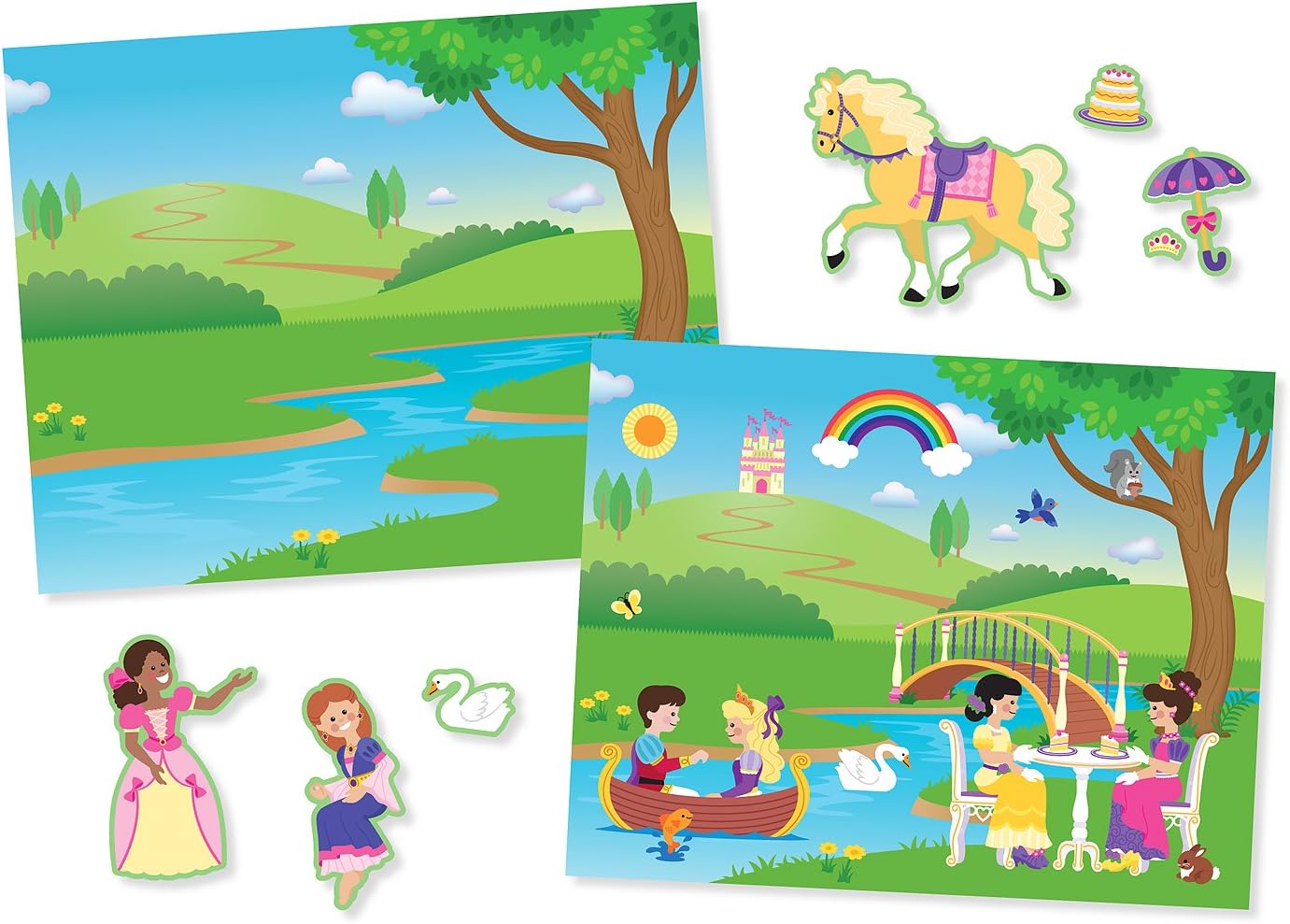 Melissa & Doug Reusable Sticker Books for 3+ Year Olds, Princess Sticker Book, Plane Activities Toddlers, Reusable Stickers for Kids Travel Activity Packs, Childrens Books Age 3-4 Years
