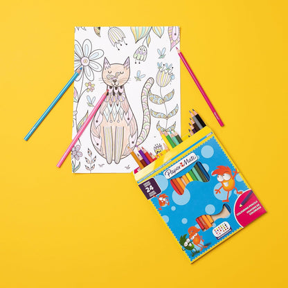 Paper Mate Coloured Pencils for Kids, Pre-sharpened Coloured Pencils, Assorted Colours, 24 Pencils
