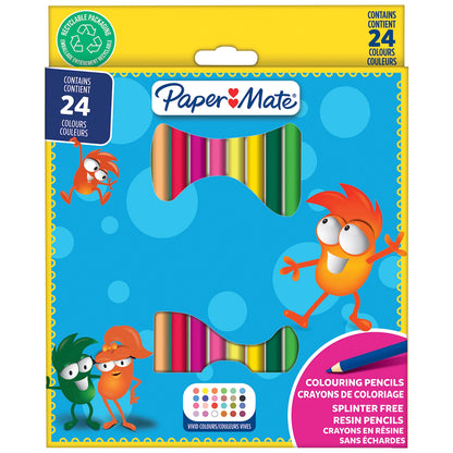 Paper Mate Coloured Pencils for Kids, Pre-sharpened Coloured Pencils, Assorted Colours, 24 Pencils