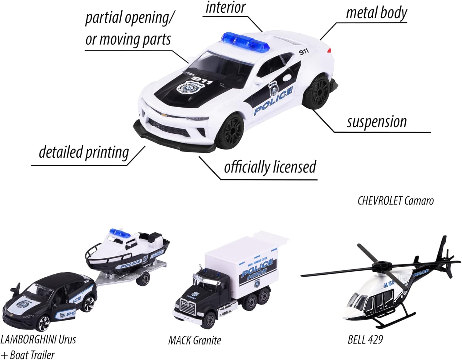 Majorette 212053188 Porsche Police Force 4 CAR Gift Box for Kids and Collectors from 3 to 103 Years, Start or add to a Collection or just Play, Multi