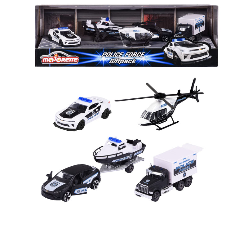 Majorette 212053188 Porsche Police Force 4 CAR Gift Box for Kids and Collectors from 3 to 103 Years, Start or add to a Collection or just Play, Multi