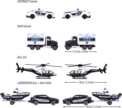 Majorette 212053188 Porsche Police Force 4 CAR Gift Box for Kids and Collectors from 3 to 103 Years, Start or add to a Collection or just Play, Multi