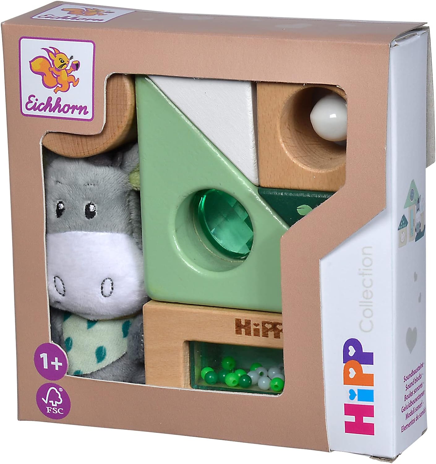 Eichhorn 100005865 EH Baby Hipp Sound Building Blocks, Multicoloured
