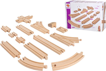 Eichhorn Ferrocarril 100006405 - Juego de rieles (44 Piezas, Madera de Haya certificada FSC, se Puede Instalar con Otros Sistemas ferroviarios