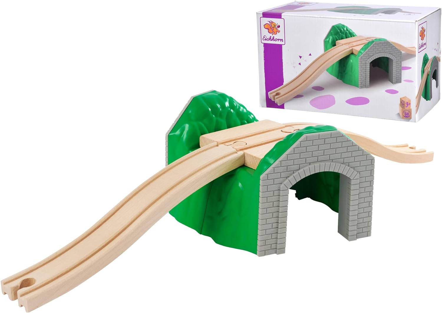 Eichhorn 100006501 Rail Tunnel, 3 Pieces, FSC Certified Beech Wood, Can be Installed with Other Rail Systems