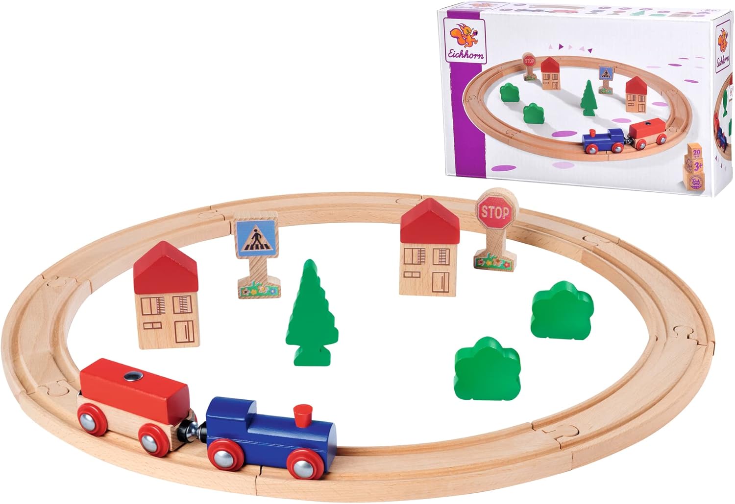 Eichhorn Wooden Circle Train Set with Tracks and Accessories