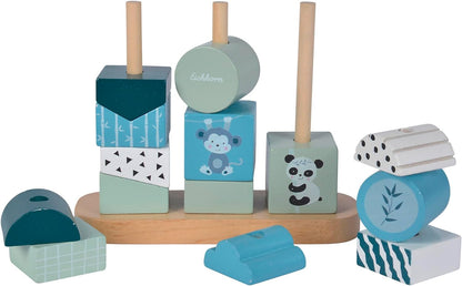 Eichhorn - Panda plug-in game with 14 building blocks to promote hand-eye coordination, motor skills toy made of birch wood, 6 x 16 x 12 cm, from 1 year