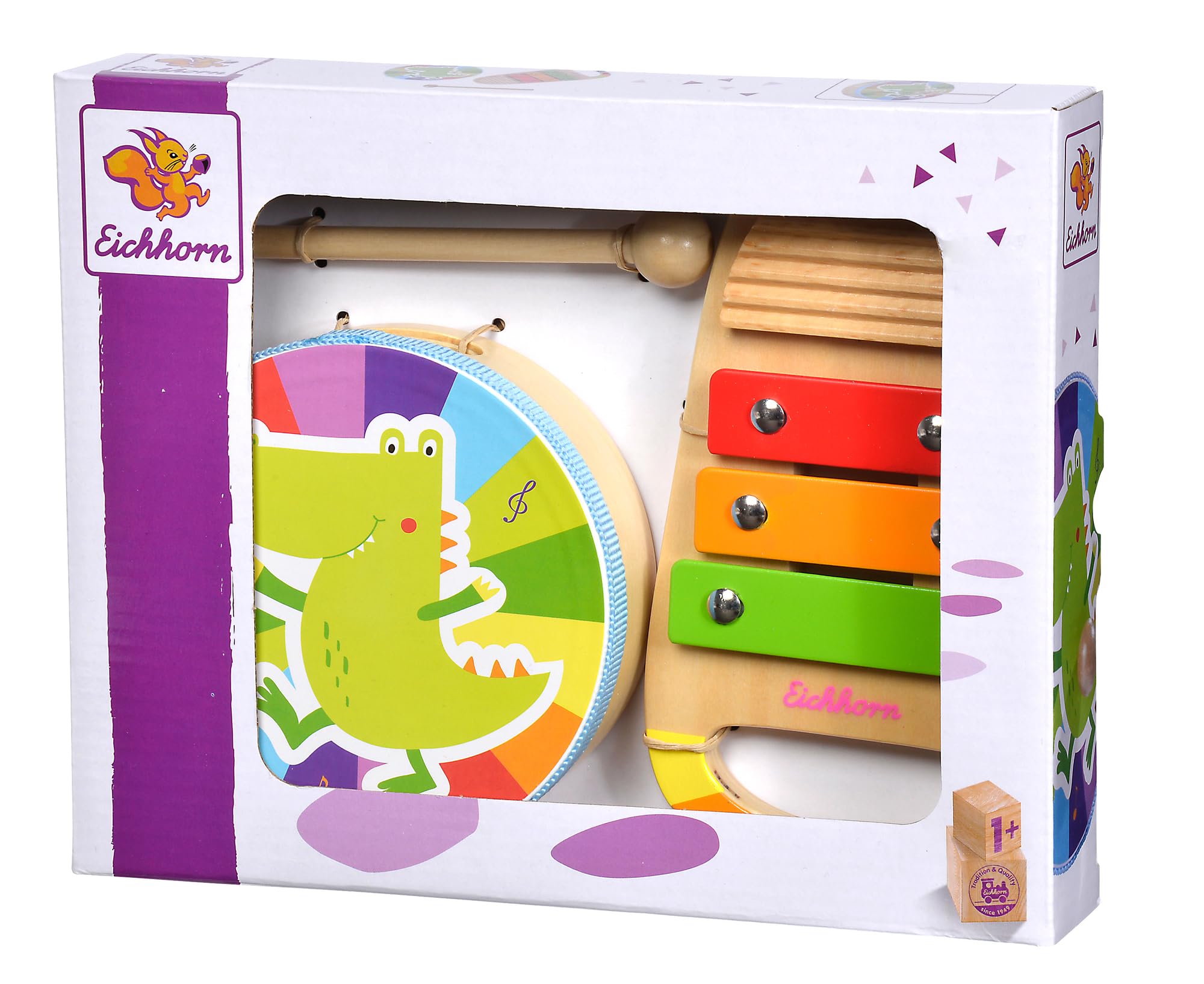 Eichhorn- Eh Music Set Drum and Xylo, Multicolor, Small (4003046010596