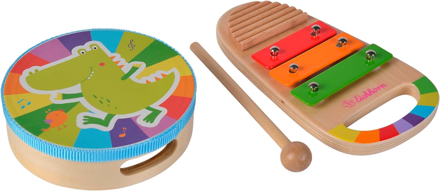 Eichhorn- Eh Music Set Drum and Xylo, Multicolor, Small (4003046010596
