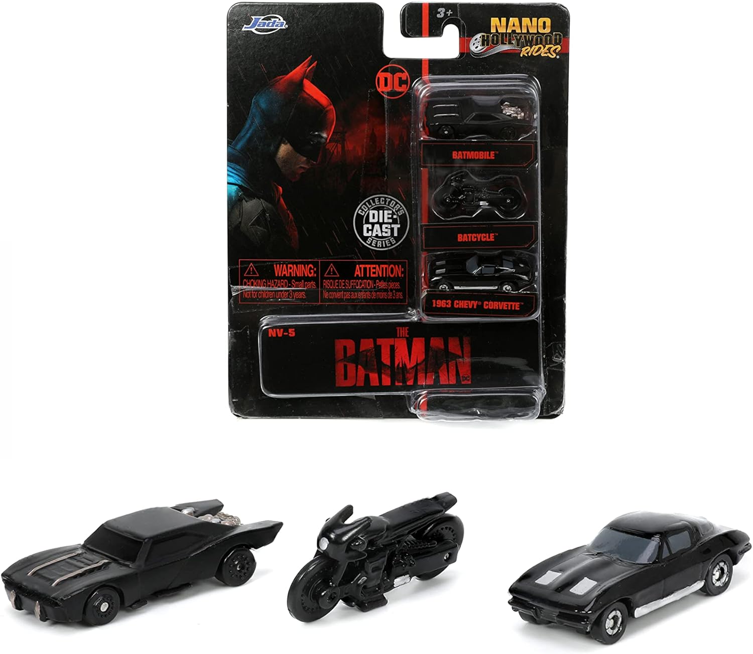 Jada Toys 253211003 Batman Nano Cars Pack of 3, Multicoloured