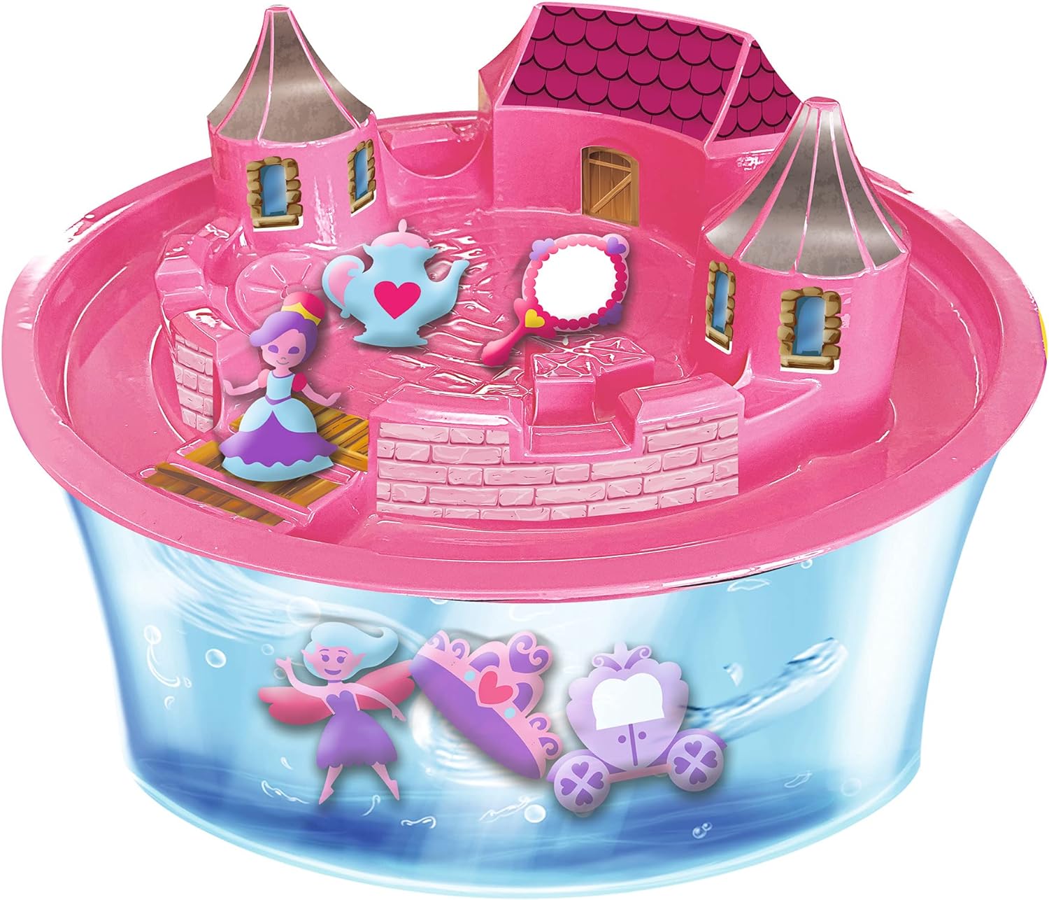 Simba 106322496 - Aqua Gelz Deluxe Princess Castle, Craft Set, Creative, 8 Bottles of Colour Gel, 6 Shapes, 5 x Additive Water Bowl, with Lock Attachment, Sticker, from 8 Years