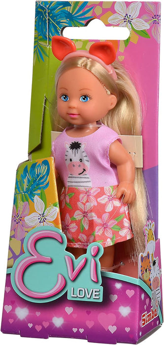 Simba 105733623 Evi Love Cutie, 3 Assorted Colours, Toy Doll Wearing a Cute Animal Outfit with Headband, 12 cm, from 3 Years