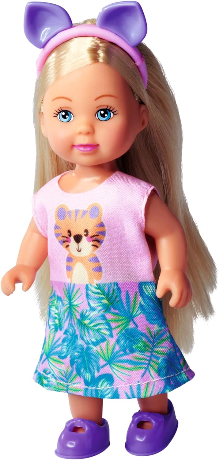 Simba 105733623 Evi Love Cutie, 3 Assorted Colours, Toy Doll Wearing a Cute Animal Outfit with Headband, 12 cm, from 3 Years