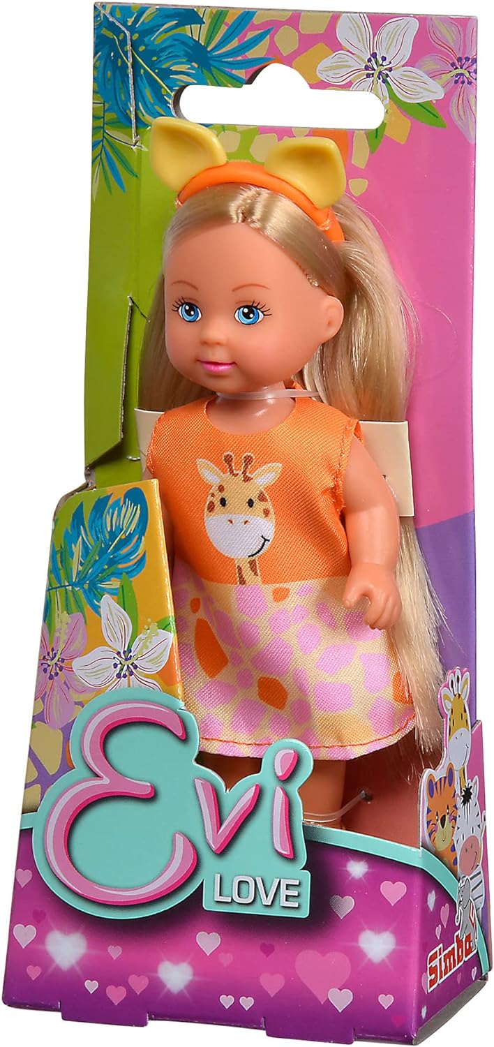 Simba 105733623 Evi Love Cutie, 3 Assorted Colours, Toy Doll Wearing a Cute Animal Outfit with Headband, 12 cm, from 3 Years