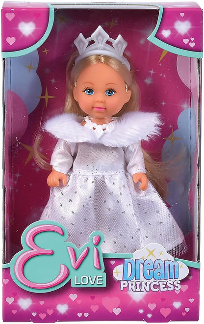 Simba Evi Love Dream Princess Toy Doll in Dreamy Winter Dress with Fur Trim and Glitter Elements, 12 cm, from 3 Years