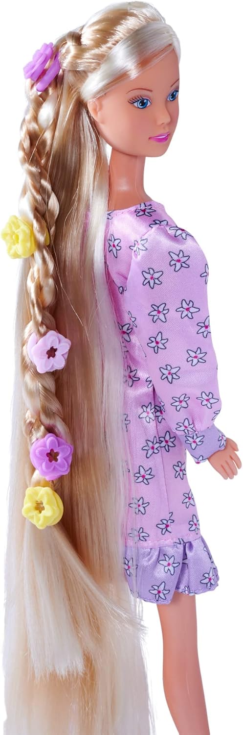 Simba Steffi Love Flower Hair, 105733640 Toy Doll with Extra Long Hair with 6 Hair Clips, Braiding Aid and Comb, 29 cm, from 3 Years