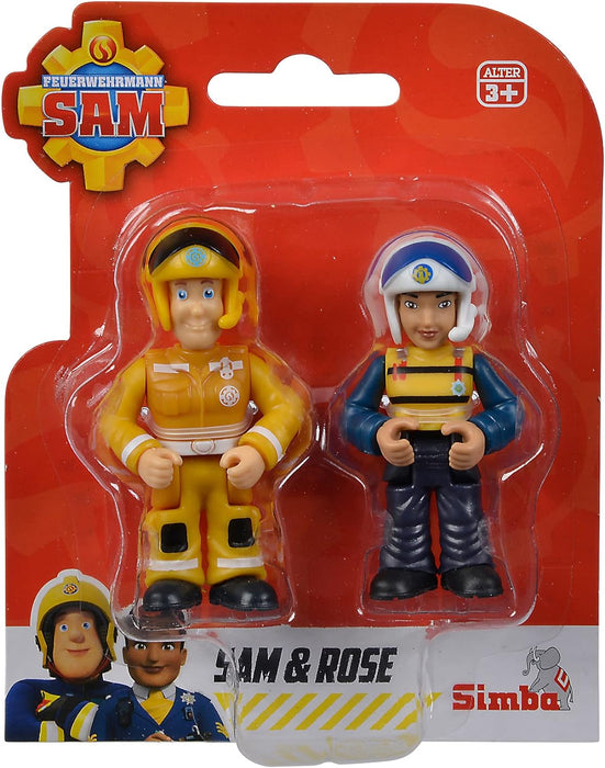 Simba 109252585 Fireman Double Set, 2 Assorted Compartments, Only One Item, Sam and Rose or Penny and Tom, Figure 7 cm, Movable, from 3 Years
