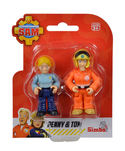 Simba 109252585 Fireman Double Set, 2 Assorted Compartments, Only One Item, Sam and Rose or Penny and Tom, Figure 7 cm, Movable, from 3 Years