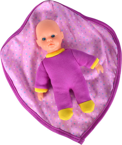 Simba 105010005 - Laura Lovely, Weichkörperpuppe eingewickelt in eine süße Schmusedecke, 15cm, Spielpuppe, Babypuppe ab 1 Jahr
