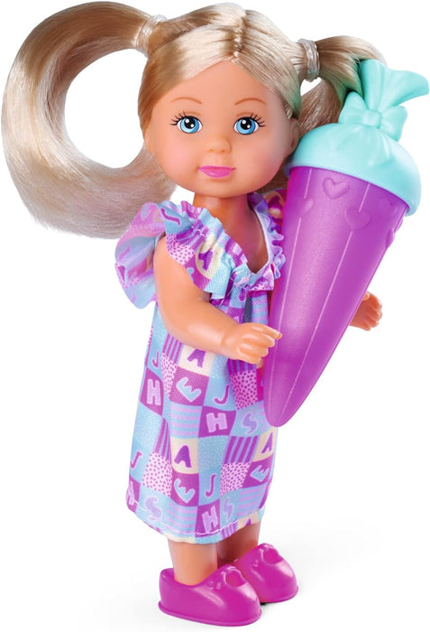 Simba 105733643 Evi Love 1st School Day, Toy Doll on Her First Day of School, in Cute Dress with School Bag, 12 cm, from 3 Years