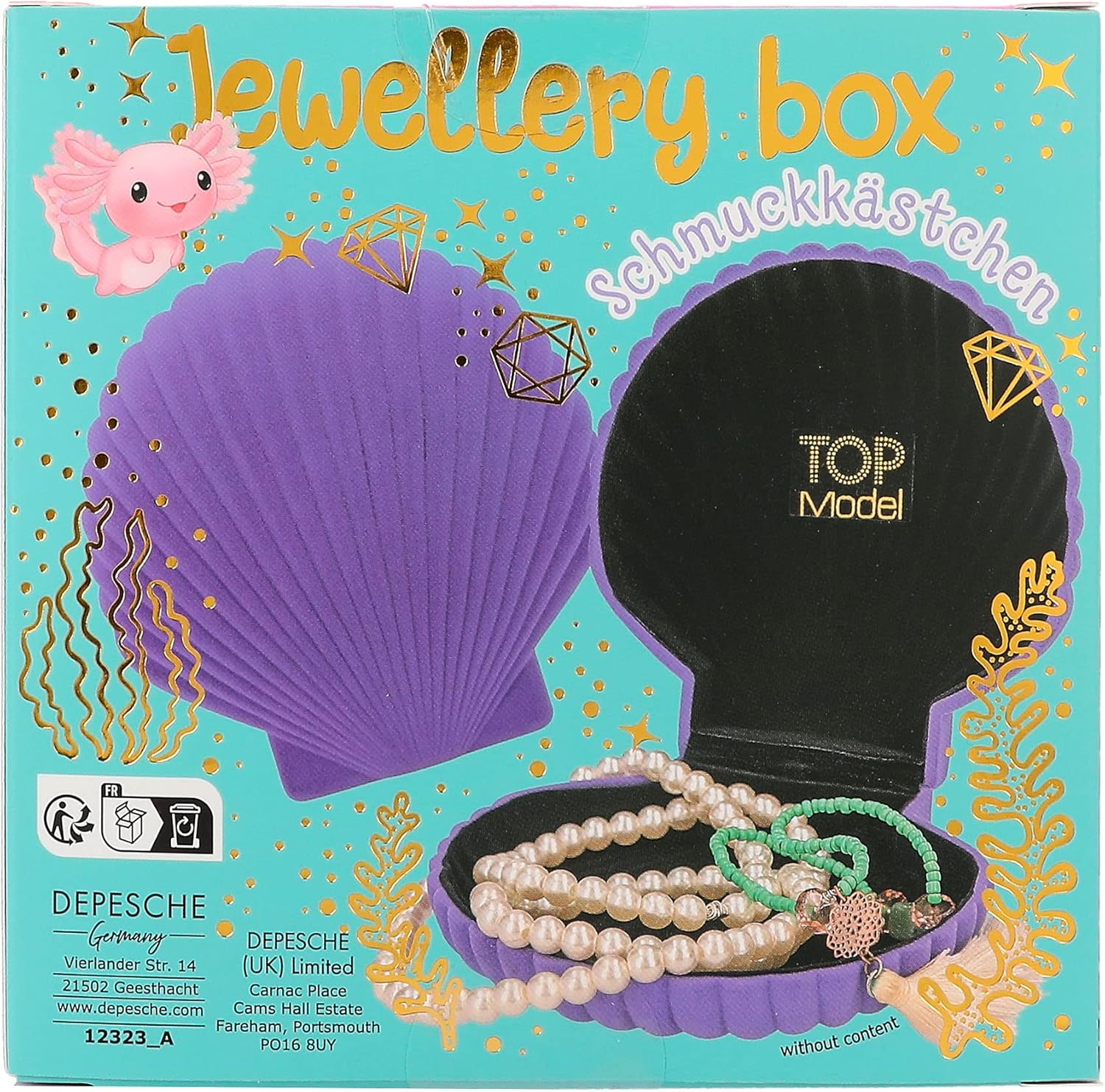 Depesche 12323 TOPModel Mermaid Small Jewellery Box in Purple Shell Shape