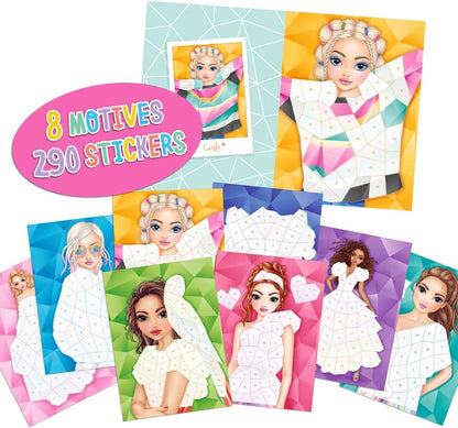 Depesche 12485 TOPModel Fantasy Number Sticker - Sticker Book with 16 Pages for Designing Outfits by Numbers, Includes 8 Sticker Sheets