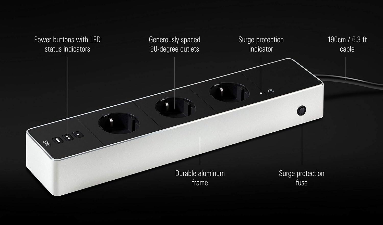 Eve Energy Strip - Smart Triple Outlet & Power Meter With Apple Homekit Technology