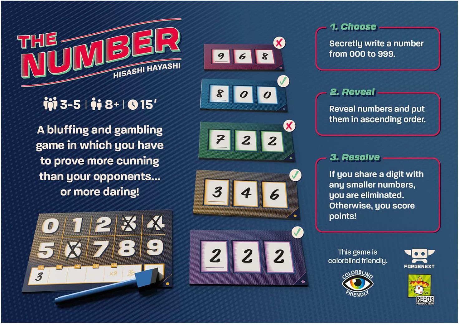 Repos Production | The Number | Bluffing Party Game | Ages 8+ | 3-5 Players | 15 Minutes Playing Time