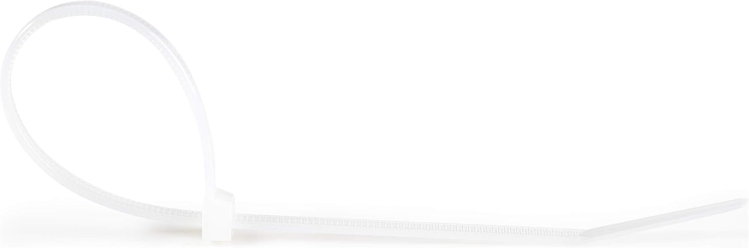 StarTech.com Kabelbinder - 203x4 mm, selbstsichernde Nylon-Kabelbinder mit gebogener Spitze, 22 kg Zugfestigkeit, 94V-2/UL, weiß, 1000 Stück (CBMZT8NK)