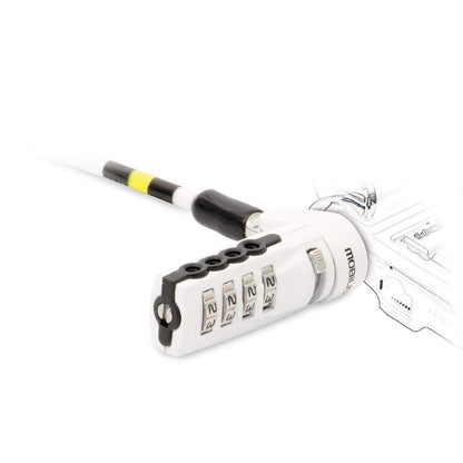 Mobilis 001254 - Cable antirrobo (Blanco, Cerradura con combinación, Registro de código/combinación, Acero, 1000 kg, 1,8 m